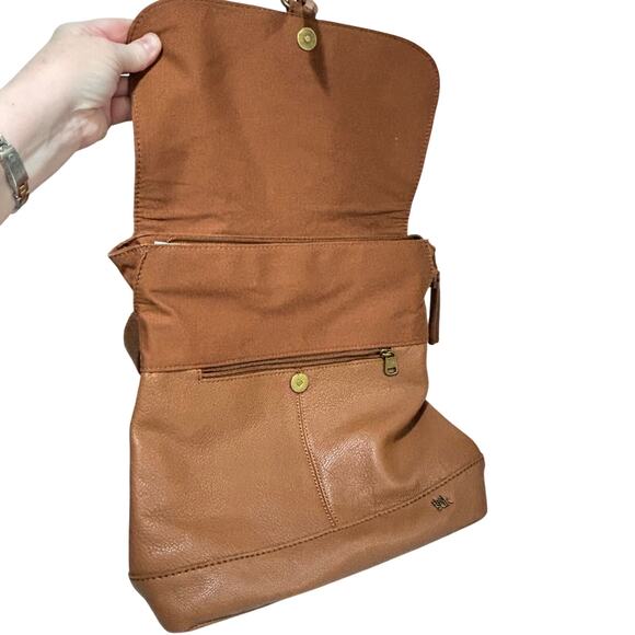 The Sak caramel brown leather messenger bag studded backpack Boho casual purse - Picture 6 of 10